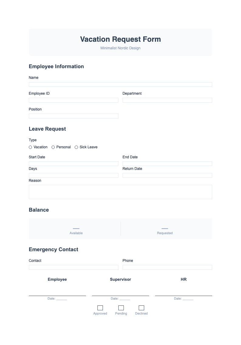 Nordic minimalist vacation form